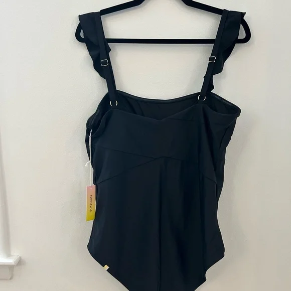 Summersalt Black One-Piece Swimsuit with Flutter Straps, Size 16 - Picture 2 of 5